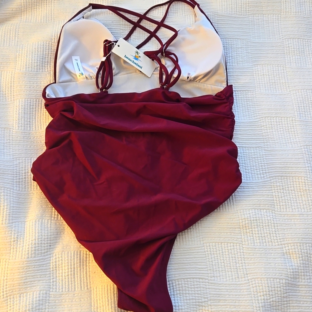 Elegant Burgundy One Piece Swimsuit‎ NWT - Picture 4 of 7